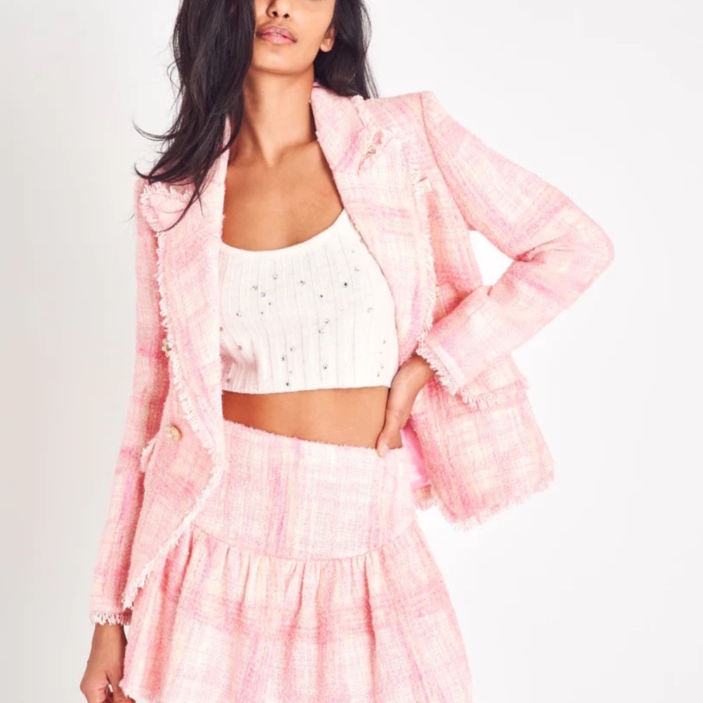 LoveShackFancy Pink Tweed Blazer